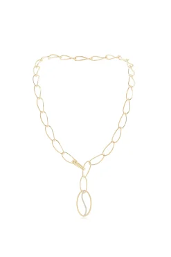 Natori Necklaces|Shangri-La-Shangri-La Elliptical Yin-Yang 14K Gold And Diamond Y Necklace
