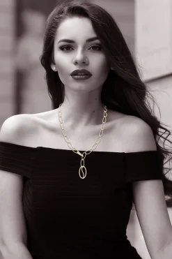 Natori Necklaces|Shangri-La-Shangri-La Elliptical Yin-Yang 14K Gold And Diamond Y Necklace