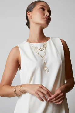 Natori Necklaces|Shangri-La-Shangri-La Elliptical Yin-Yang 14K Gold And Diamond Y Necklace