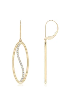 Natori Earrings|Shangri-La-Shangri-La Elliptical Yin-Yang 14K Gold And Diamond Medium Leverback Earrings