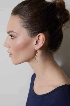Natori Earrings|Shangri-La-Shangri-La Elliptical Yin-Yang 14K Gold And Diamond Medium Leverback Earrings