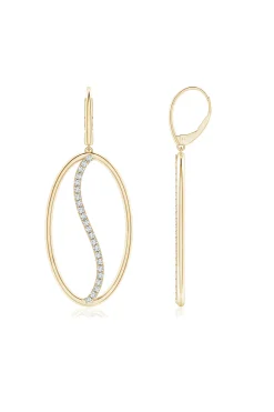 Natori Earrings|Shangri-La-Shangri-La Elliptical Yin-Yang 14K-Gold And Diamond Large Leverback Earrings