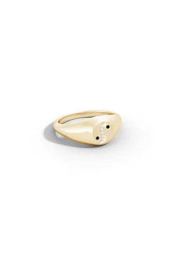 Natori Rings|Shangri-La-Shangri-La Yin-Yang 14K Gold With Black & White Diamond Signet Ring