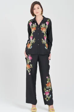 Natori Pants, Skirts & Shorts-Shinjo Habotai Embroidered Silk Pants