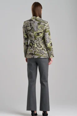 Natori Plus Sizes|Jackets & Outerwear-Shinrin Paisley Jacquard Notch Lapel Blazer