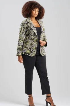 Natori Plus Sizes|Jackets & Outerwear-Shinrin Paisley Jacquard Notch Lapel Blazer