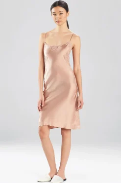 Natori Chemises-Sleek Silk Lace Chemise