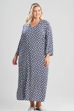 Natori Caftans|Plus Sizes-Soho Geo-Printed Challis Caftan