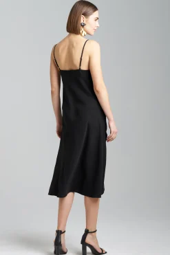 Natori Dresses-Solid Crepe Embroidered Slip Dress