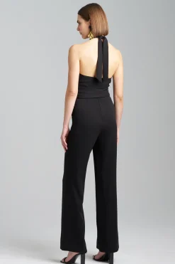 Natori Jumpsuits-Solid Crepe Halter Jumpsuit