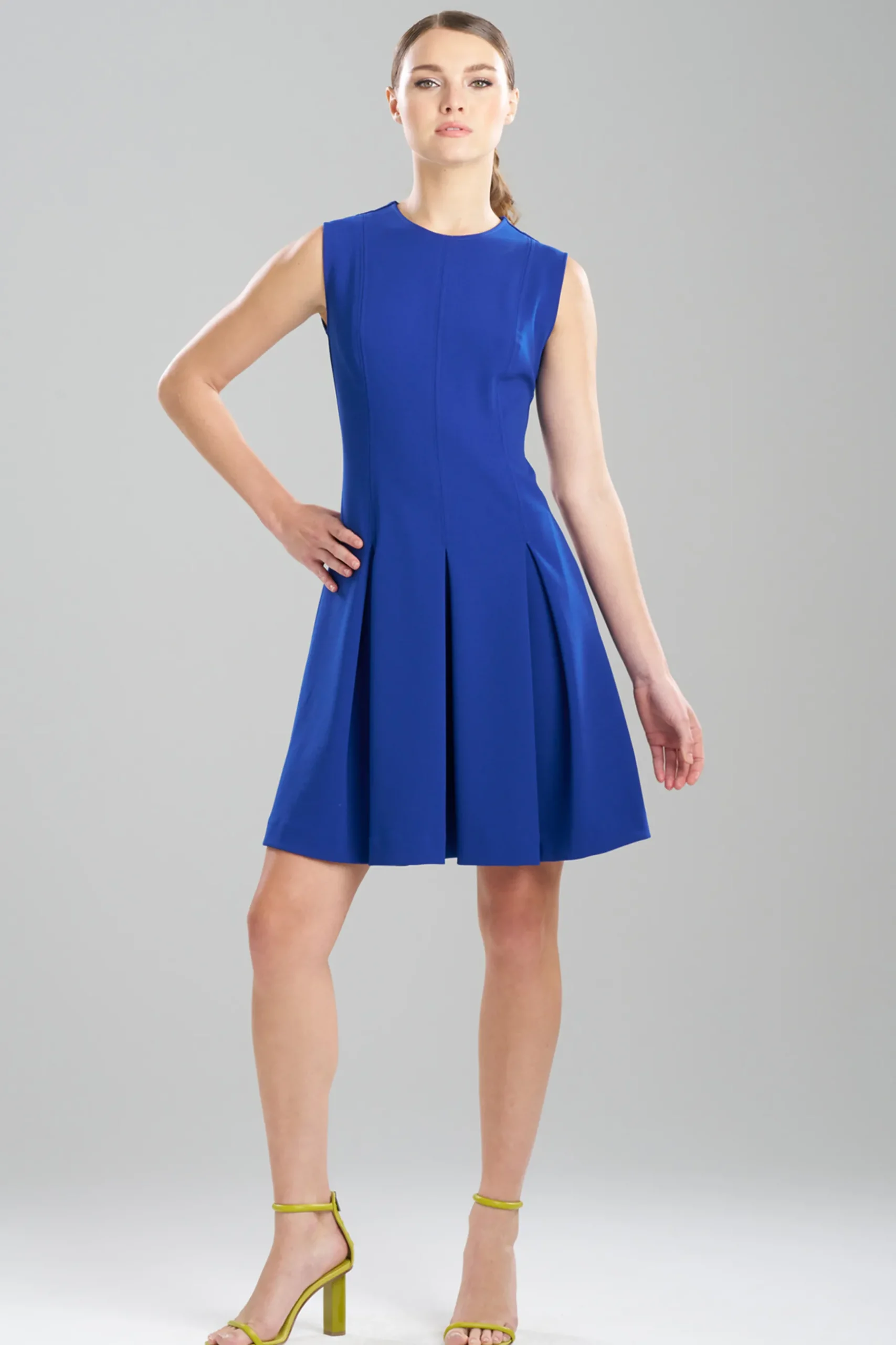 Natori Dresses-Solid Knit Crepe Pleated Dress