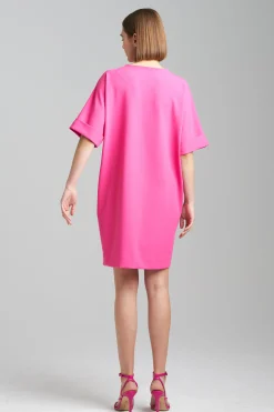 Natori Dresses-Solid Knit Crepe T-Shirt Dress