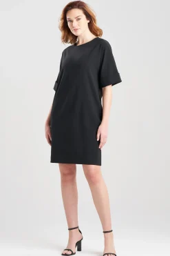 Natori Dresses-Solid Knit Crepe T-Shirt Dress