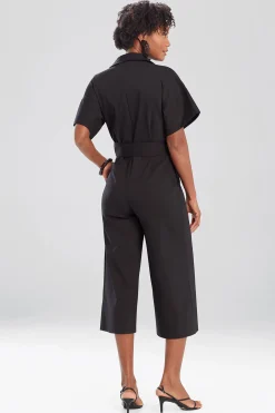 Natori Essentials|Jumpsuits-Stretch Cotton Blend Crop Jumpsuit