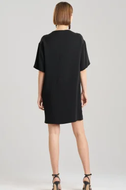 Natori Dresses-Stretch Crepe Embellished T-Shirt Dress