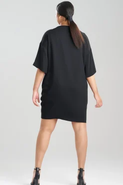 Natori Dresses-Stretch Crepe Embellished T-Shirt Dress