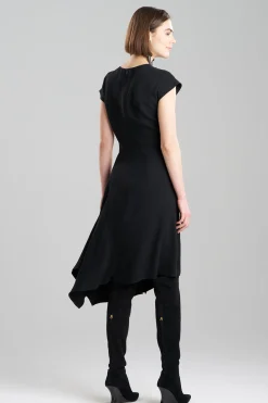 Natori Dresses-Stretch Crepe Side Drape Dress