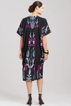 Natori Dresses|Caftan Dresses-Suzani Jacquard Oversized Caftan Dress
