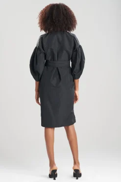 Natori Dresses-Taffeta Balloon Sleeve Shirtdress