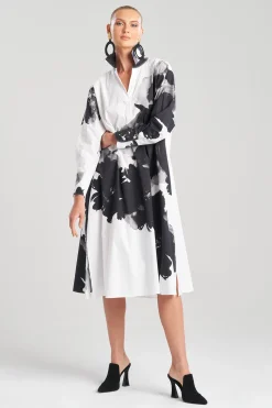 Natori Dresses-Taichou Cotton Poplin Oversized Half Placket Shirtdress