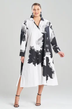Natori Dresses-Taichou Cotton Poplin Oversized Half Placket Shirtdress