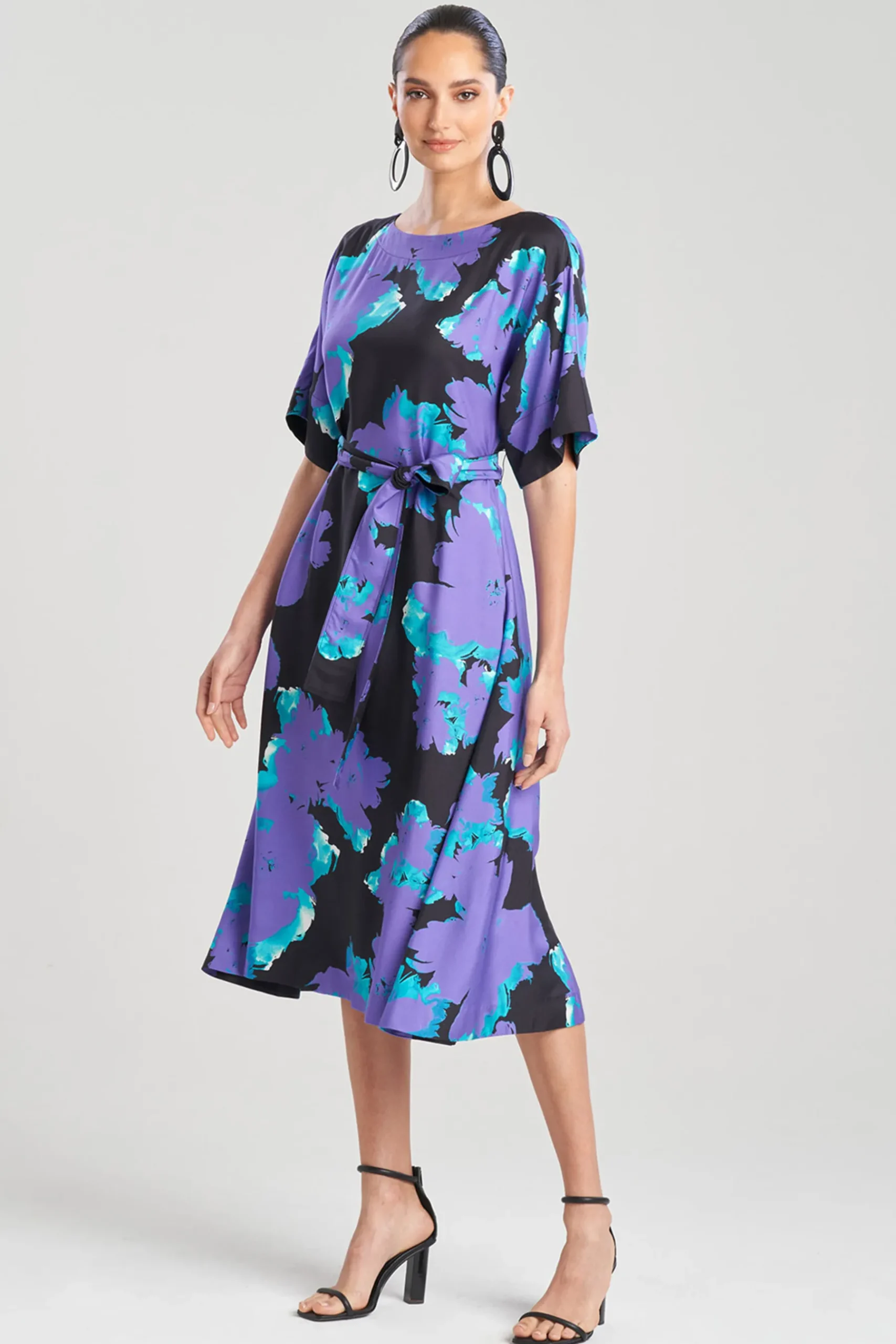 Natori Dresses-Taichou Cotton Silk Boat Neck Dress