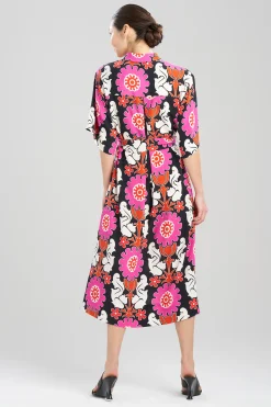Natori Dresses-Talitha Crepe A-Line Belted Shirtdress
