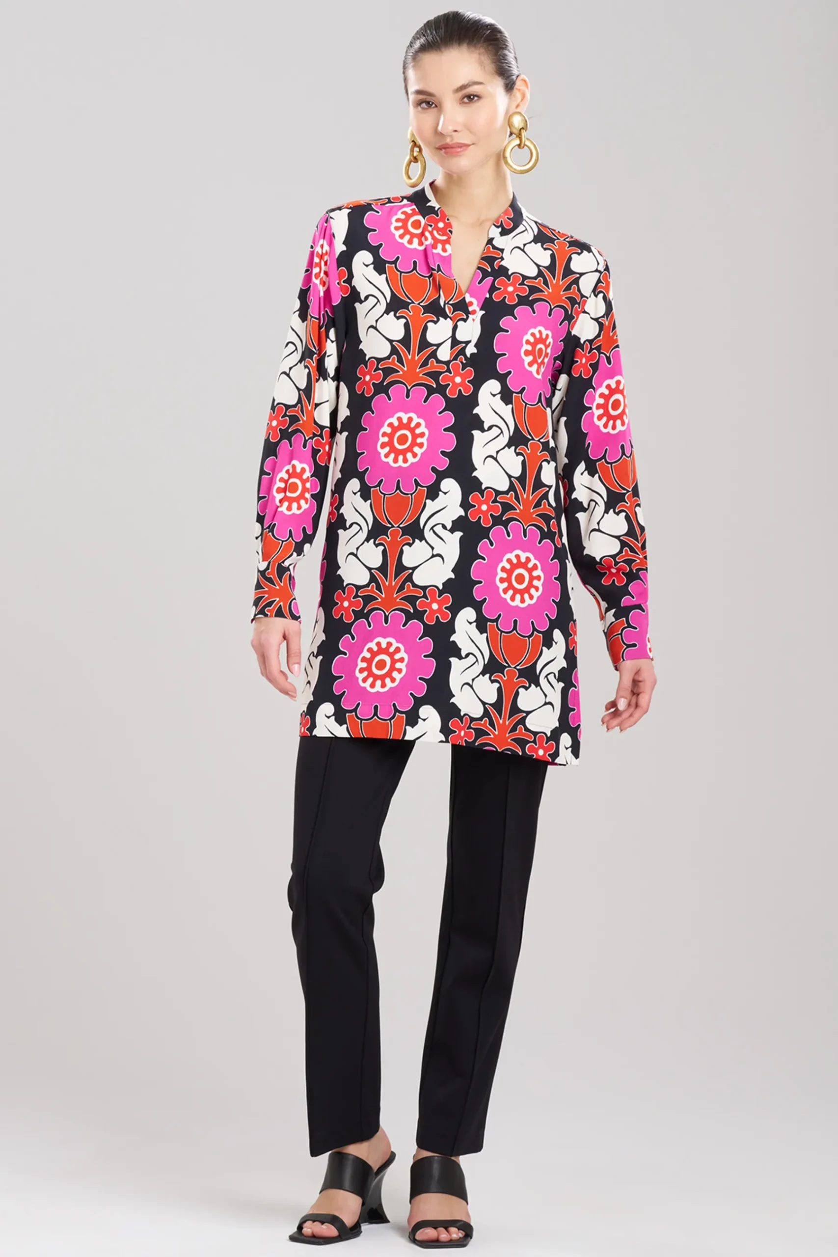 Natori Tops, Shirts & Tunics-Talitha Crepe Barong Half Placket Shirt