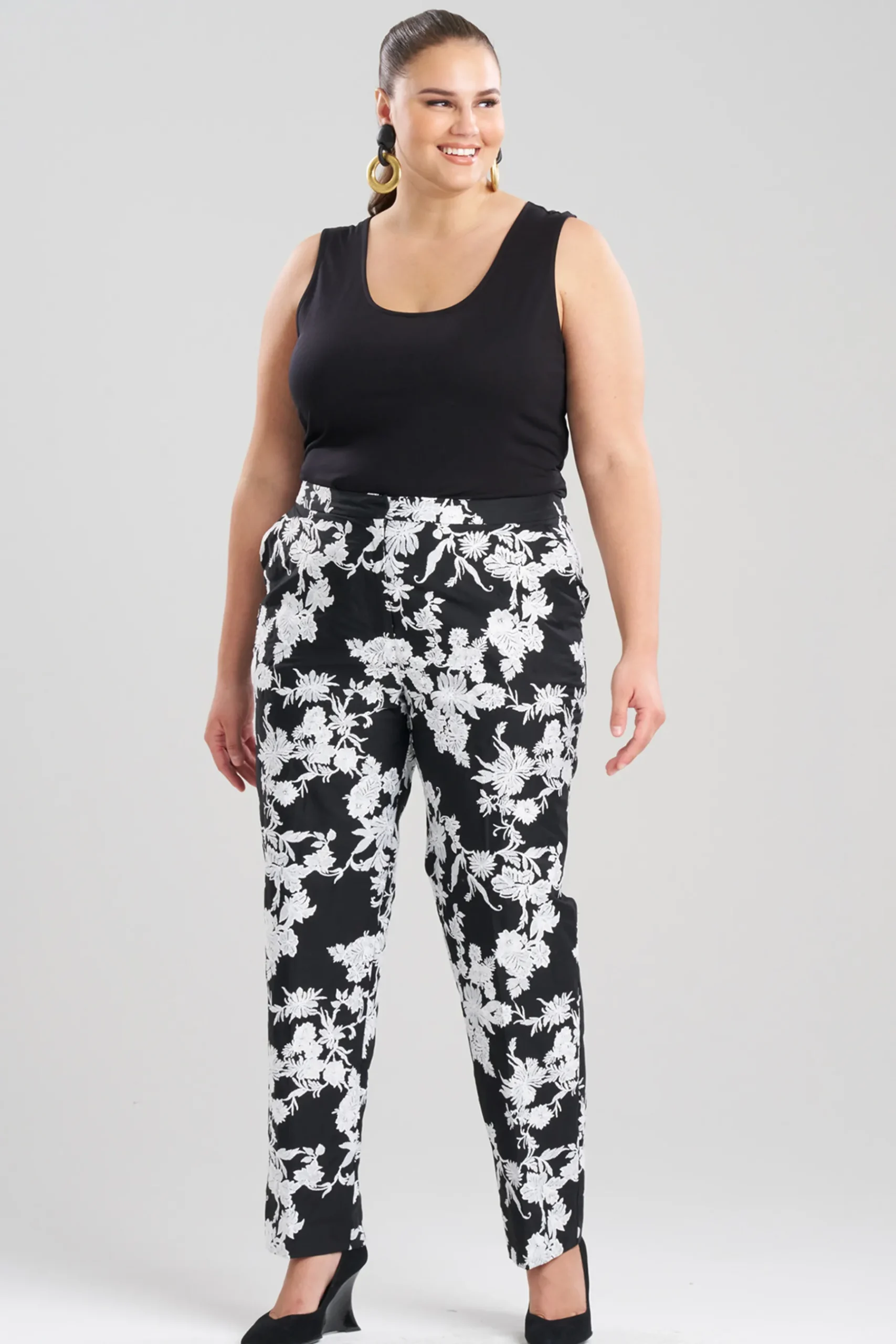 Natori Pants, Skirts & Shorts-Tangier Embroidered Cotton Tapered Pants