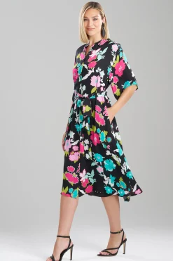 Natori Dresses-Tangier Printed Silk Georgette Shirtdress