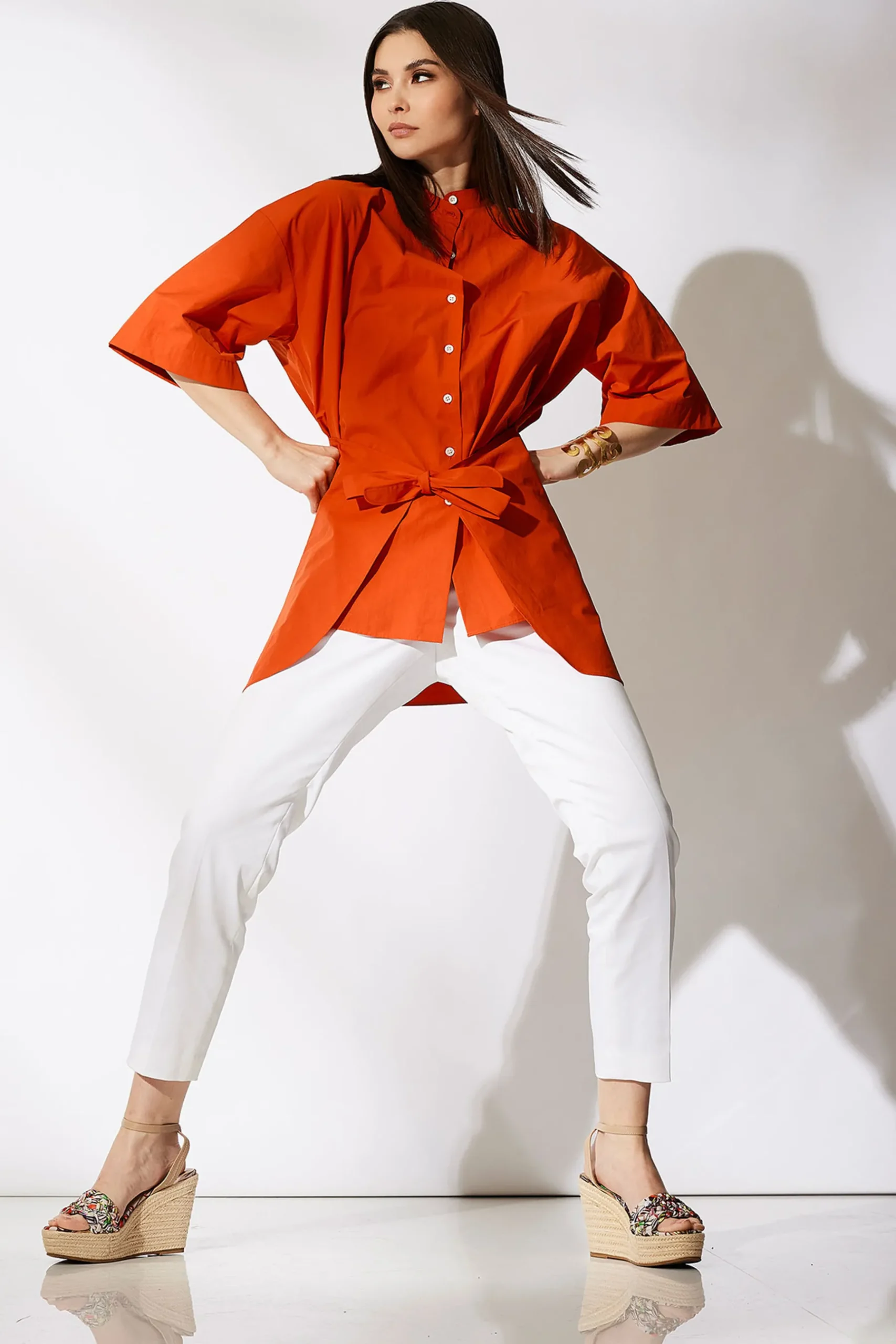 Natori Tops, Shirts & Tunics-Tech Cotton Taffeta Kimono Wrap Shirt