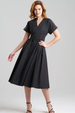 Natori Dresses-Tech Cotton Taffeta Pleated Dress