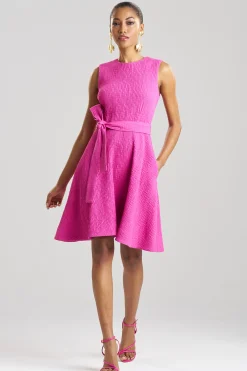 Natori Dresses-Textured Cotton Jacquard Sleeveless Dress