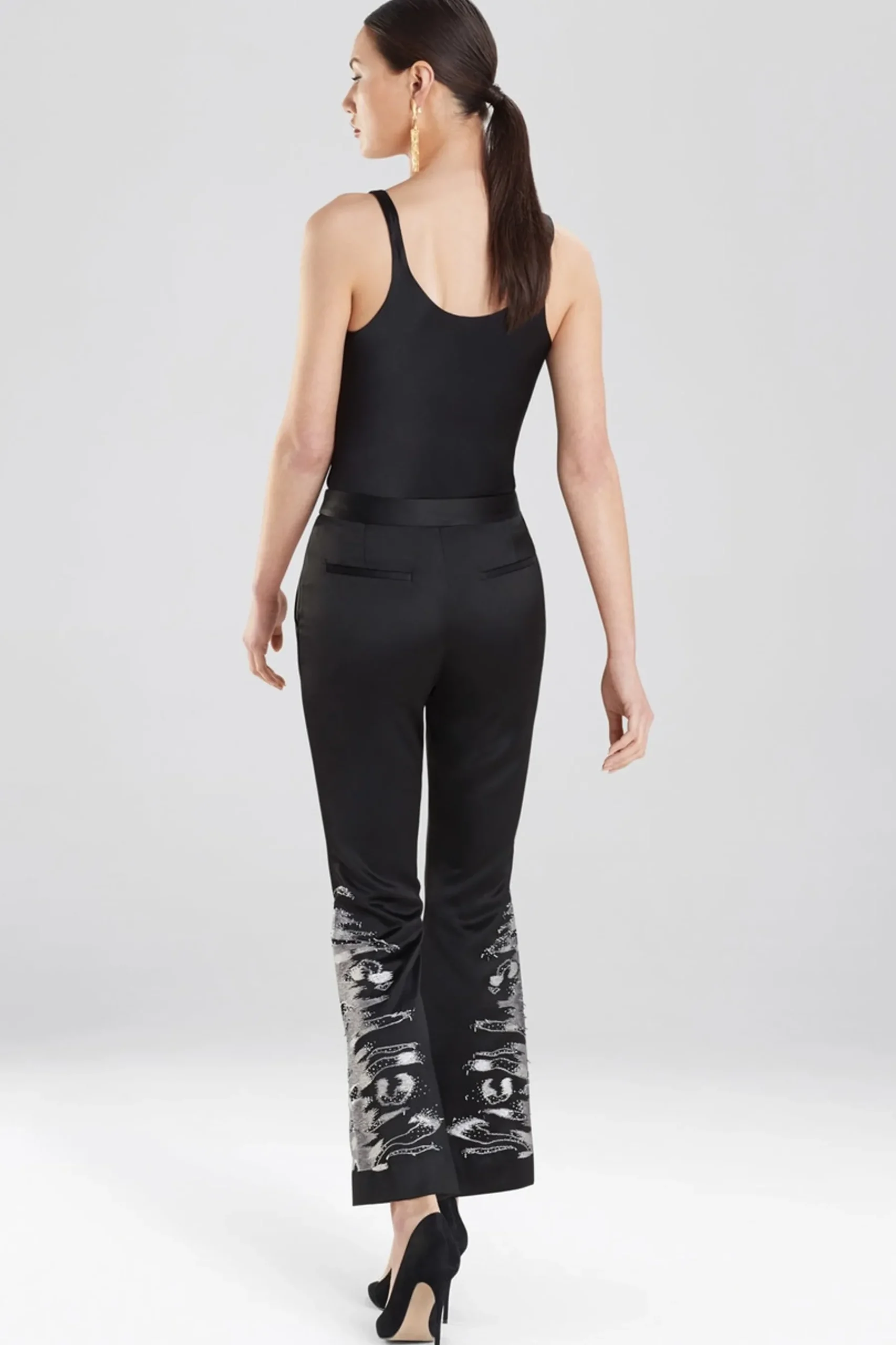 Natori Pants, Skirts & Shorts-Tuxedo Satin Embroidered Pants