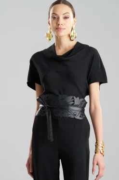 Natori Belts-Vegan Luxe Lambskin Cut Out Obi Belt