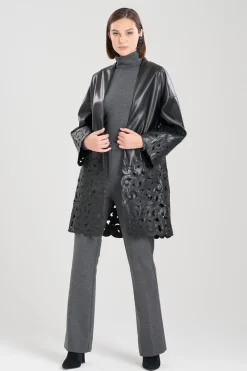 Natori Jackets & Outerwear-Vegan Luxe Lambskin Embroidered Scroll Coat