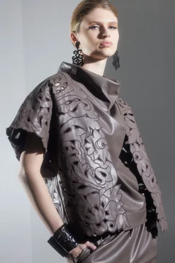 Natori Jackets & Outerwear-Vegan Luxe Lambskin Embroidered Vest