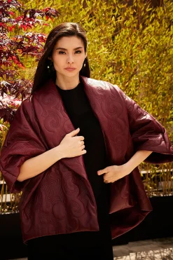 Natori Jackets & Outerwear-Vegan Luxe Lambskin Padded Shawl Collar Jacket