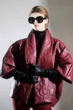 Natori Jackets & Outerwear-Vegan Luxe Lambskin Padded Shawl Collar Jacket