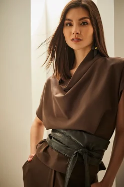 Natori Belts-Vegan Luxe Lambskin Solid Obi Belt