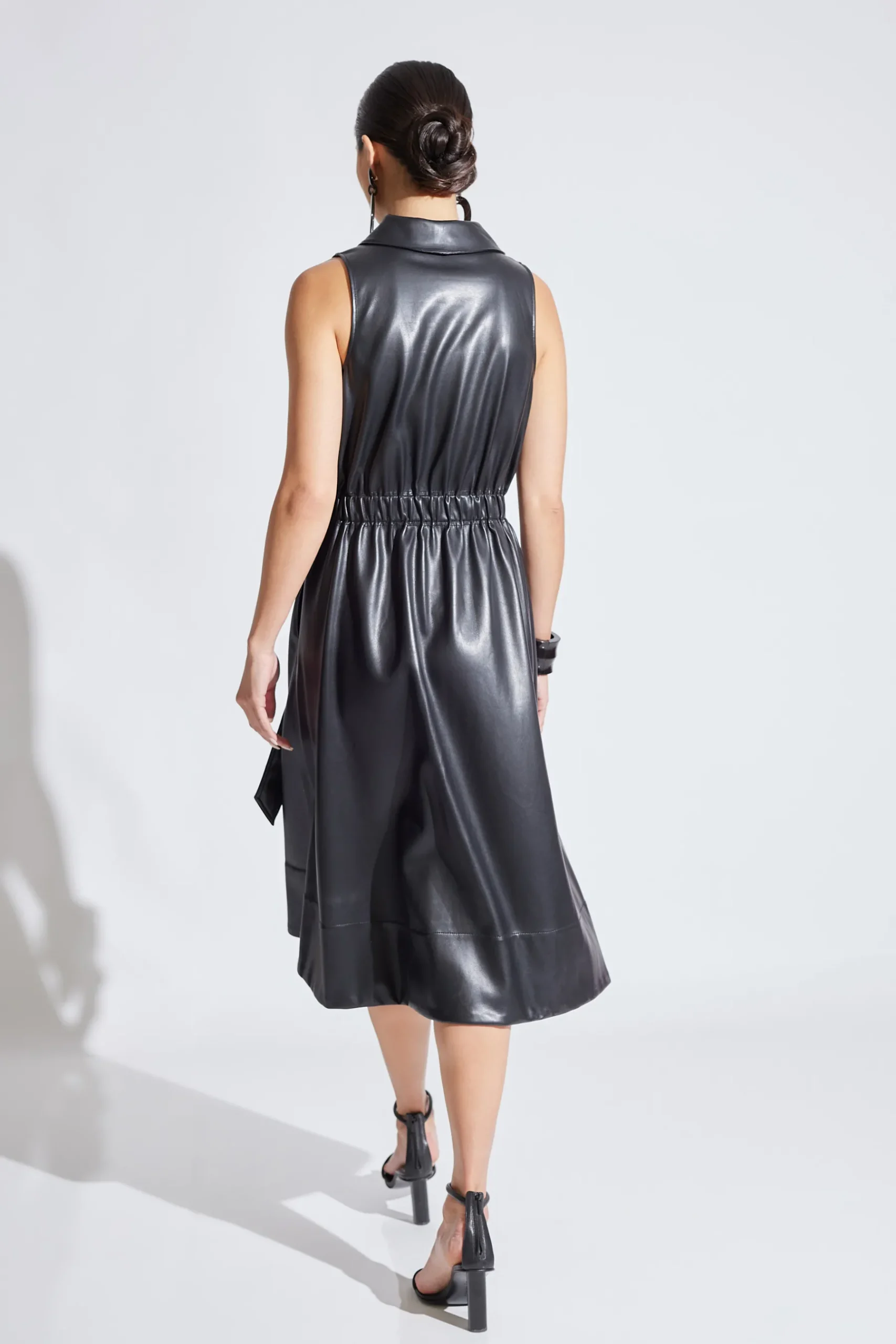 Natori Dresses-Vegan Luxe Leather Halter Shirtdress