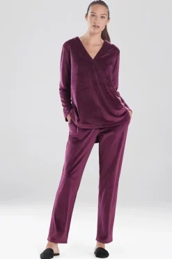 Natori Pajama Tops|Lounge Tops-Velour Long Sleeve Top