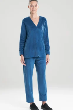 Natori Pajama Tops|Lounge Tops-Velour Long Sleeve Top