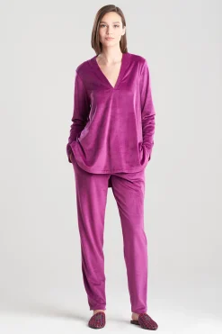 Natori Pajama Tops|Lounge Tops-Velour Long Sleeve Top