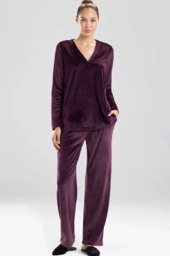 Natori Pajama Tops|Lounge Tops-Velour Long Sleeve Top