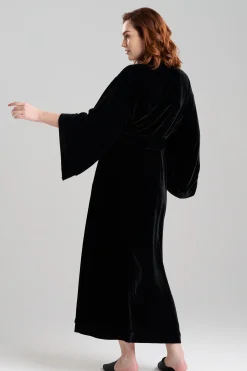 Natori Robes & Kimonos-Velvet Embroidered Shawl Collar Robe