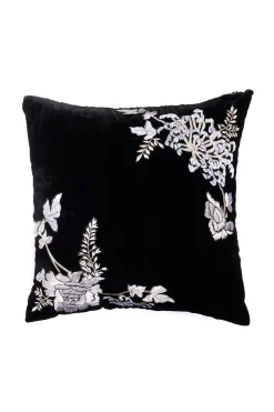 Natori Bedding|Throw Pillows-Velvet Mandarin Embroidered Trim Pillow