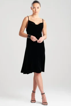 Natori Dresses-Velvet Short Cowl Gown