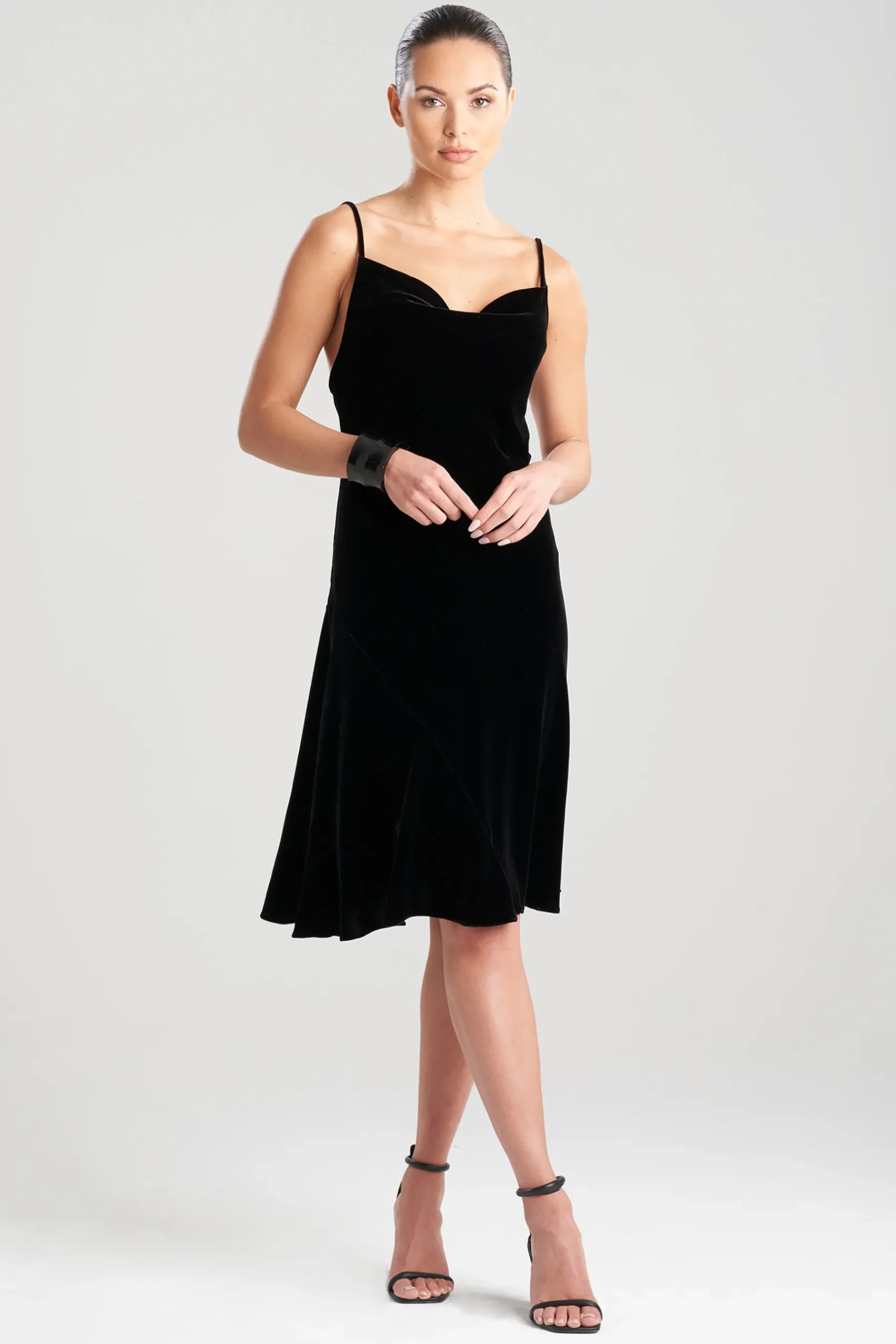 Natori Dresses-Velvet Short Cowl Gown