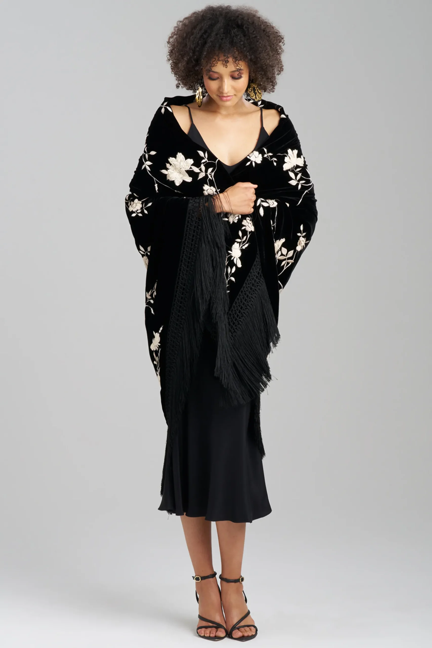 Natori Scarves & Shawls-Velvet Silk Embroidered Shawl